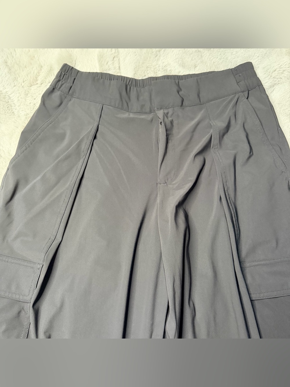 Athleta Pinnacle Cargo High Rise Trouser Black 8P Petite Extra Wide Leg 562507 - Picture 7 of 14
